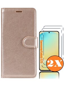 Ntech Hoesje geschikt voor Samsung Galaxy S25 bookcase Goud