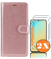 Ntech Hoesje geschikt voor Samsung Galaxy S25 bookcase Rose Goud