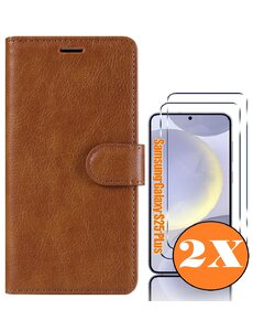 Ntech Hoesje geschikt voor Samsung Galaxy S25 Plus bookcase Bruin