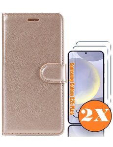 Ntech Hoesje geschikt voor Samsung Galaxy S25 Plus bookcase Goud