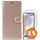 Ntech Hoesje geschikt voor Samsung Galaxy S25 Plus bookcase Goud - Met screenprotector tempered glass Galaxy S25 Plus - 2x