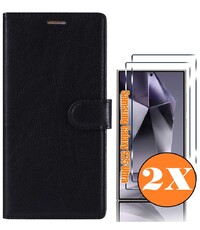 Ntech Hoesje geschikt voor Samsung Galaxy S25 Ultra bookcase Zwart