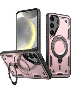 Ntech Magsafe Hoesje Geschikt voor Samsung Galaxy S25 Plus Hoesje Rose Goud