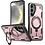 Ntech Magsafe Hoesje Geschikt voor Samsung Galaxy S25 Plus Hoesje Rose Goud - Armor Hoesje met Met Draaibare Ring Houder