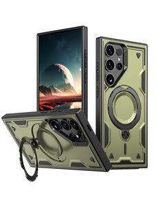 Ntech Magsafe Hoesje Geschikt voor Samsung Galaxy S25 Ultra Hoesje Olijfgroen