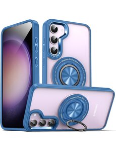 Ntech Magsafe Hoesje Geschikt voor Samsung Galaxy S25 Plus / S24 Plus hoesje Transparant Blauw