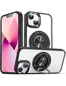 Ntech Magsafe Hoesje Geschikt voor iPhone 14 Plus  hoesje Transparant Zwart