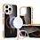 Ntech Magsafe Hoesje Geschikt voor iPhone 15 Pro hoesje Heavy Duty Carbon Case Oranje met Versterkte Zijkanten, MagSafe en Camera Kickstand