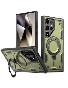 Ntech Magsafe Hoesje Geschikt voor Samsung Galaxy S24 Ultra Hoesje Olijfgroen