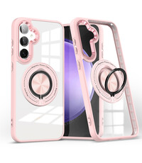 Ntech Magsafe Hoesje Geschikt voor Samsung Galaxy S24 FE hoesje Transparant Rose Goud