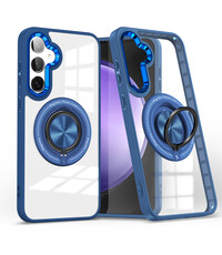 Ntech Magsafe Hoesje Geschikt voor Samsung Galaxy S24 FE hoesje Transparant Blauw