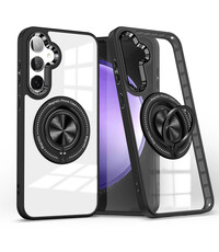 Ntech Magsafe Hoesje Geschikt voor Samsung Galaxy S24 FE hoesje Transparant Zwart