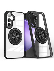 Ntech Magsafe Hoesje Geschikt voor Samsung Galaxy S24 FE hoesje Transparant Zwart