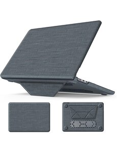 Ntech Hoes Geschikt voor MacBook Pro 14 Inch M4 2024 Hoes Grijs shockproof heavy duty hoesje Woven Fabric