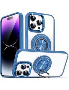 Ntech Magsafe Hoesje Geschikt voor iPhone 14 Pro Max hoesje Transparant Blauw
