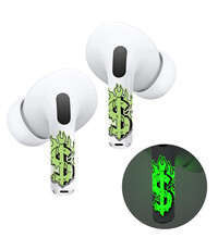 Ntech Airpods Stickers Geschikt voor Airpods Pro / 2 Pro stickers Glow in the Dark Dollars