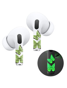 Ntech Airpods Stickers Geschikt voor Airpods Pro / 2 Pro stickers Glow in the Dark Vlinders