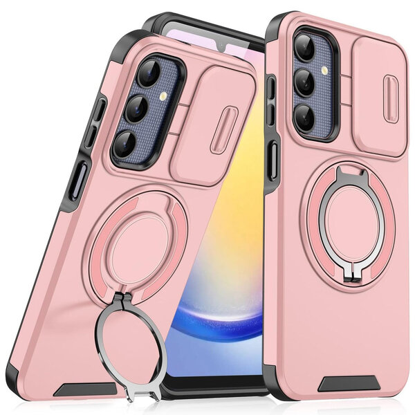 Ntech Hoesje Geschikt voor Samsung Galaxy A16 4G / 5G hoesje Rose Goud backcover met Met Draaibare Ring Houder en camera bescherming
