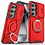 Ntech Hoesje Geschikt voor Samsung Galaxy S25 / S24 hoesje Rood backcover met Met Draaibare Ring Houder en camera bescherming
