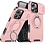 Ntech Hoesje Geschikt voor iPhone 16 Pro hoesje Rose Goud backcover met Met Draaibare Ring Houder en camera bescherming