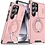 Ntech Hoesje Geschikt voor Samsung Galaxy S24 Ultra hoesje Rose Goud backcover met Met Draaibare Ring Houder en camera bescherming
