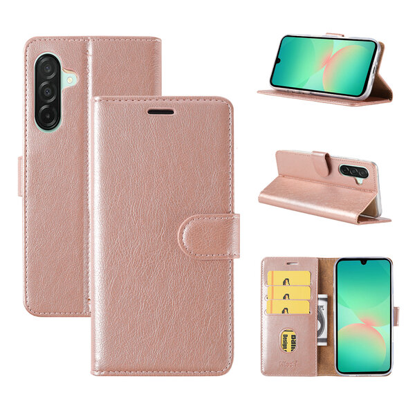 Ntech Hoesje Geschikt Voor Samsung Galaxy A26 Hoesje met Pasjeshouder – bookcase Portemonnee - Rosegoud