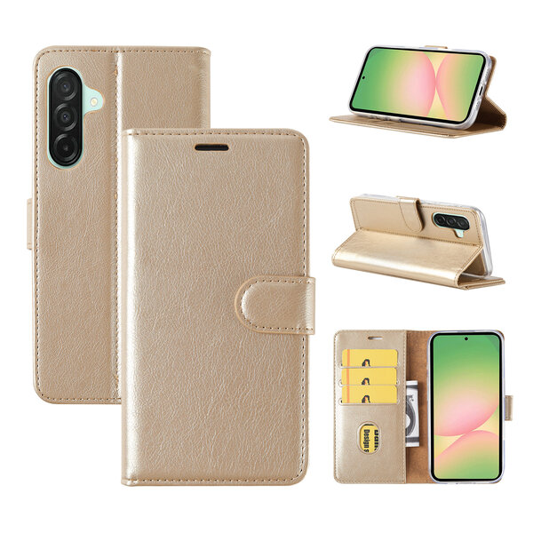Ntech Hoesje Geschikt Voor Samsung Galaxy A56 Hoesje met Pasjeshouder - bookcase Portemonnee - Goud
