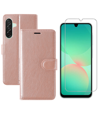Ntech Hoesje geschikt voor Samsung Galaxy A26 bookcase Rosegoud - Met screenprotector