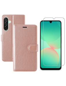 Ntech Hoesje geschikt voor Samsung Galaxy A26 bookcase Rosegoud - Met screenprotector