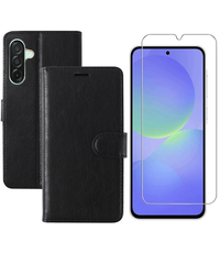 Ntech Hoesje geschikt voor Samsung Galaxy A36 bookcase Zwart - Met screenprotector