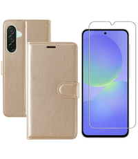 Ntech Hoesje geschikt voor Samsung Galaxy A36 bookcase Goud - Met screenprotector
