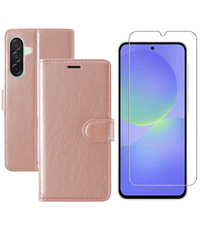 Ntech Hoesje geschikt voor Samsung Galaxy A36 bookcase Rosegoud - Met screenprotector