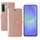 Ntech Hoesje geschikt voor Samsung Galaxy A36 bookcase Rosegoud - Met screenprotector tempered glass Galaxy A36