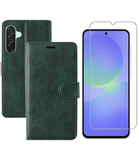 Ntech Hoesje geschikt voor Samsung Galaxy A36 bookcase Groen - Met screenprotector
