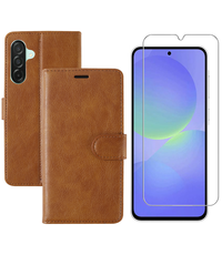 Ntech Hoesje geschikt voor Samsung Galaxy A36 bookcase Bruin - Met screenprotector