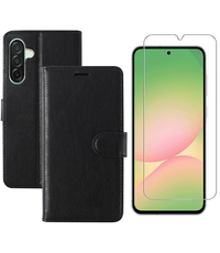 Ntech Hoesje geschikt voor Samsung Galaxy A56 bookcase Zwart - Met screenprotector