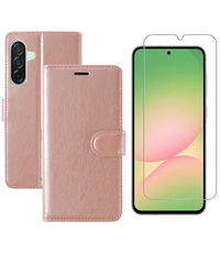Ntech Hoesje geschikt voor Samsung Galaxy A56 bookcase Rosegoud - Met screenprotector