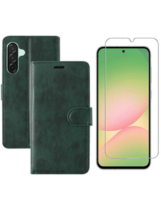 Ntech Hoesje geschikt voor Samsung Galaxy A56 bookcase Groen - Met screenprotector