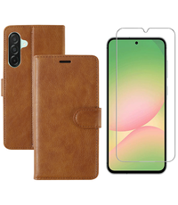 Ntech Hoesje geschikt voor Samsung Galaxy A56 bookcase Bruin - Met screenprotector