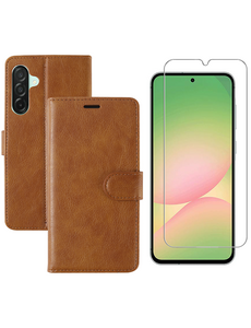 Ntech Hoesje geschikt voor Samsung Galaxy A56 bookcase Bruin - Met screenprotector