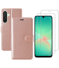 Ntech Hoesje geschikt voor Samsung Galaxy A26 bookcase Rosegoud - Met screenprotector - 2x