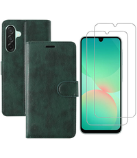 Ntech Hoesje geschikt voor Samsung Galaxy A26 bookcase Groen - Met screenprotector - 2x