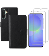 Ntech Hoesje geschikt voor Samsung Galaxy A36 bookcase Zwart - Met screenprotector - 2x