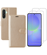 Ntech Hoesje geschikt voor Samsung Galaxy A36 bookcase Goud - Met screenprotector - 2x