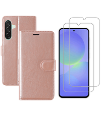 Ntech Hoesje geschikt voor Samsung Galaxy A36 bookcase Rosegoud - Met screenprotector - 2x