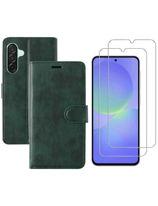 Ntech Hoesje geschikt voor Samsung Galaxy A36 bookcase Groen - Met screenprotector - 2x