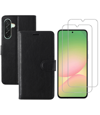 Ntech Hoesje geschikt voor Samsung Galaxy A56 bookcase Zwart - Met screenprotector - 2x