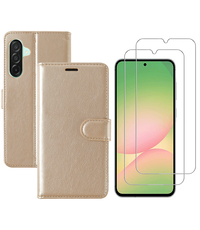 Ntech Hoesje geschikt voor Samsung Galaxy A56 bookcase Goud - Met screenprotector - 2x
