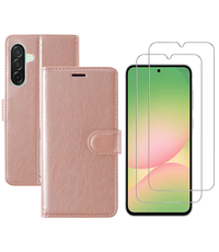 Ntech Hoesje geschikt voor Samsung Galaxy A56 bookcase Rosegoud - Met screenprotector - 2x