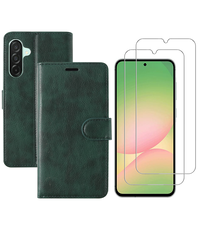 Ntech Hoesje geschikt voor Samsung Galaxy A56 bookcase Groen - Met screenprotector - 2x